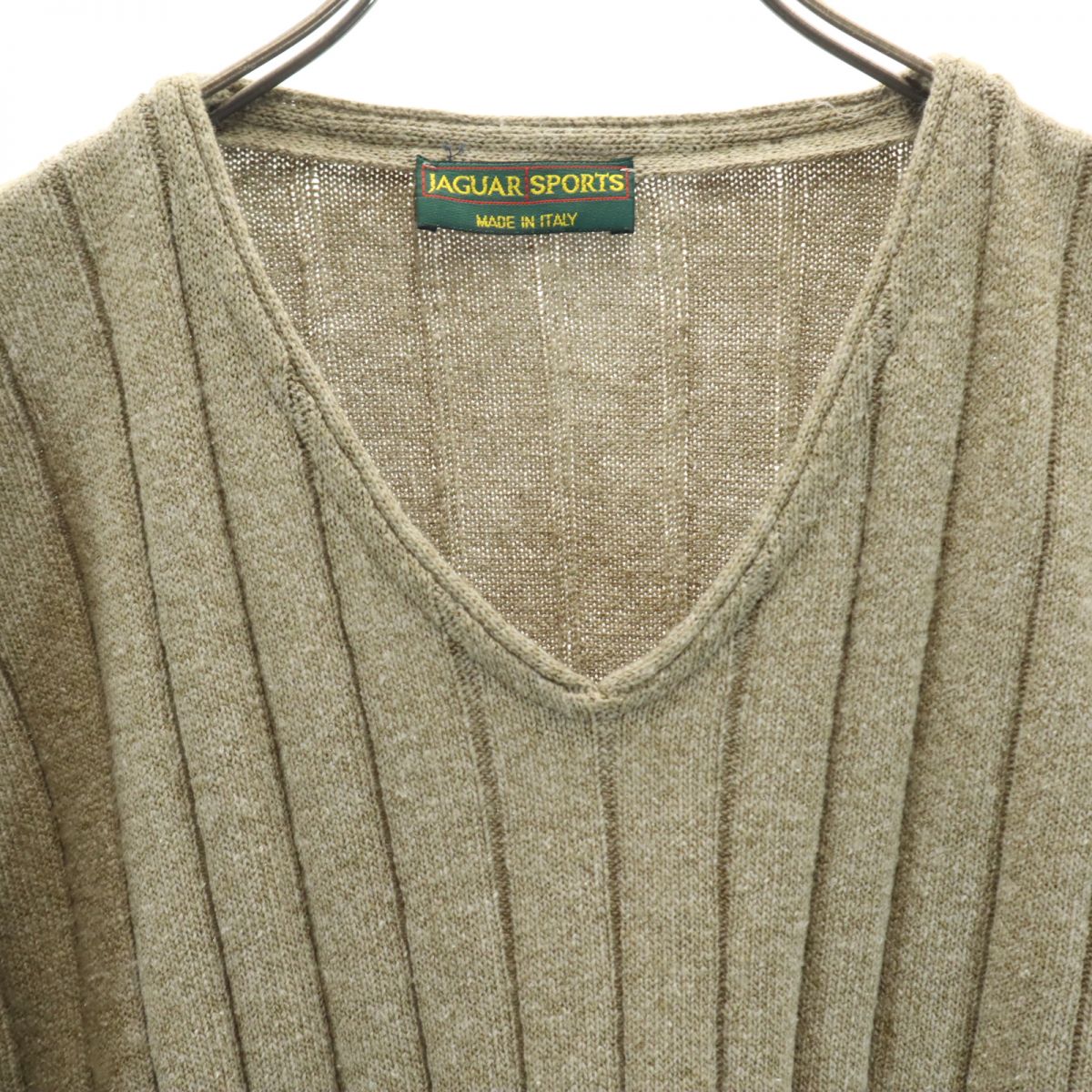 JAGUAR SPORTS ジャガースポーツ 90s イタリア製 オールド 長袖 Vネック セーター グリーン系 ニット メンズ