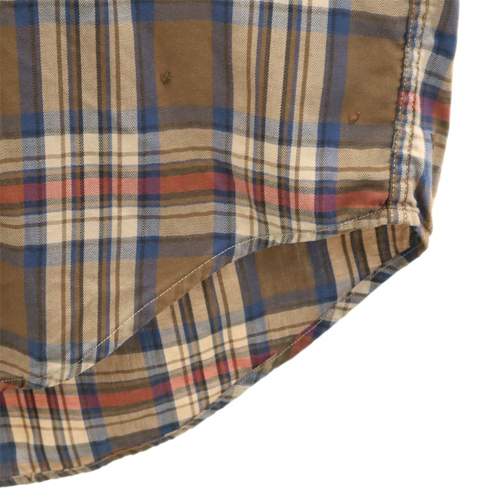 TOMMY HILFIGER トミーヒルフィガー 90s オールド フラッグタグ チェック柄 長袖 ボタンダウンシャツ XL ブラウン系 メンズ