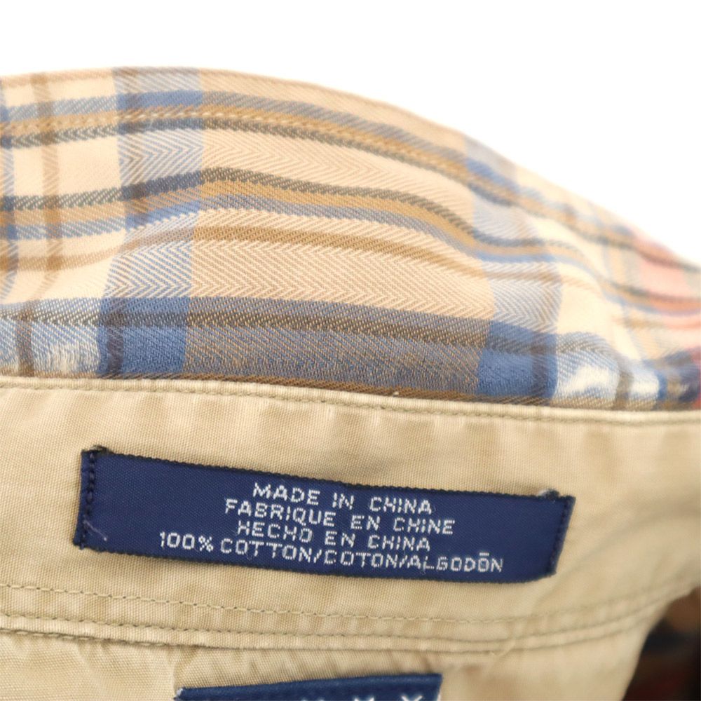 TOMMY HILFIGER トミーヒルフィガー 90s オールド フラッグタグ チェック柄 長袖 ボタンダウンシャツ XL ブラウン系 メンズ