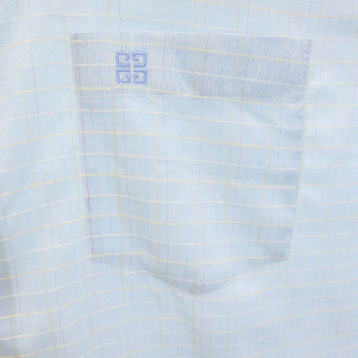 GIVENCHY ジバンシィ ジェントルマン チェック柄 長袖 ワイシャツ ブルー系 GENTLEMAN PARIS メンズ