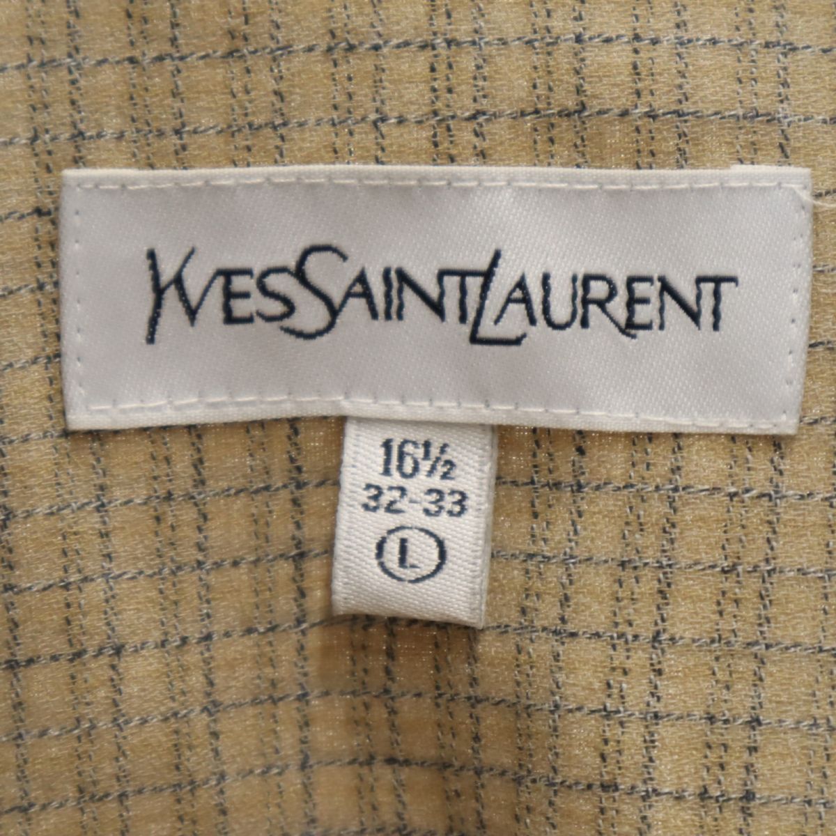YVES SAINT LAURENT イヴサンローラン 90s オールド チェック柄 長袖 ボタンダウンシャツ L ベージュ系 メンズ