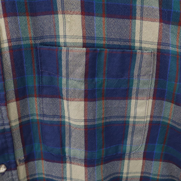 ペンドルトン 70s USA製 ヴィンテージ チェック柄 長袖 ウール ボタンダウンシャツ XL ネイビー系 PENDLETON メンズ