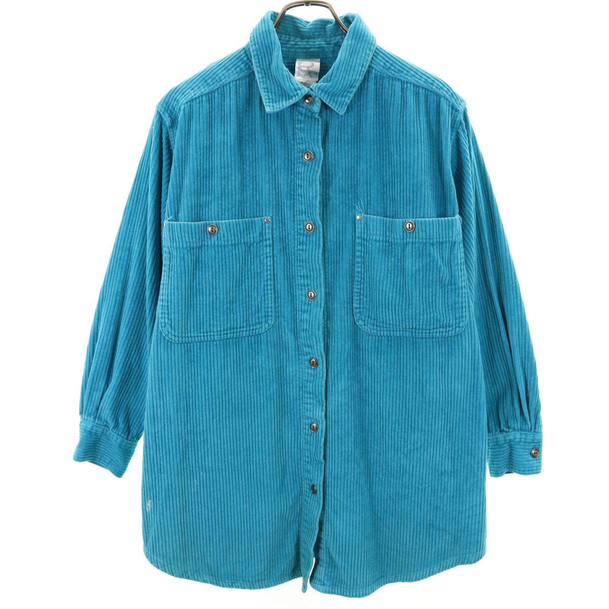 Roamans 90s 00s オールド 長袖 コーデュロイ シャツ M 水色系 レディース