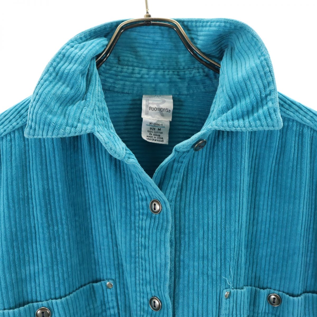 Roamans 90s 00s オールド 長袖 コーデュロイ シャツ M 水色系 レディース