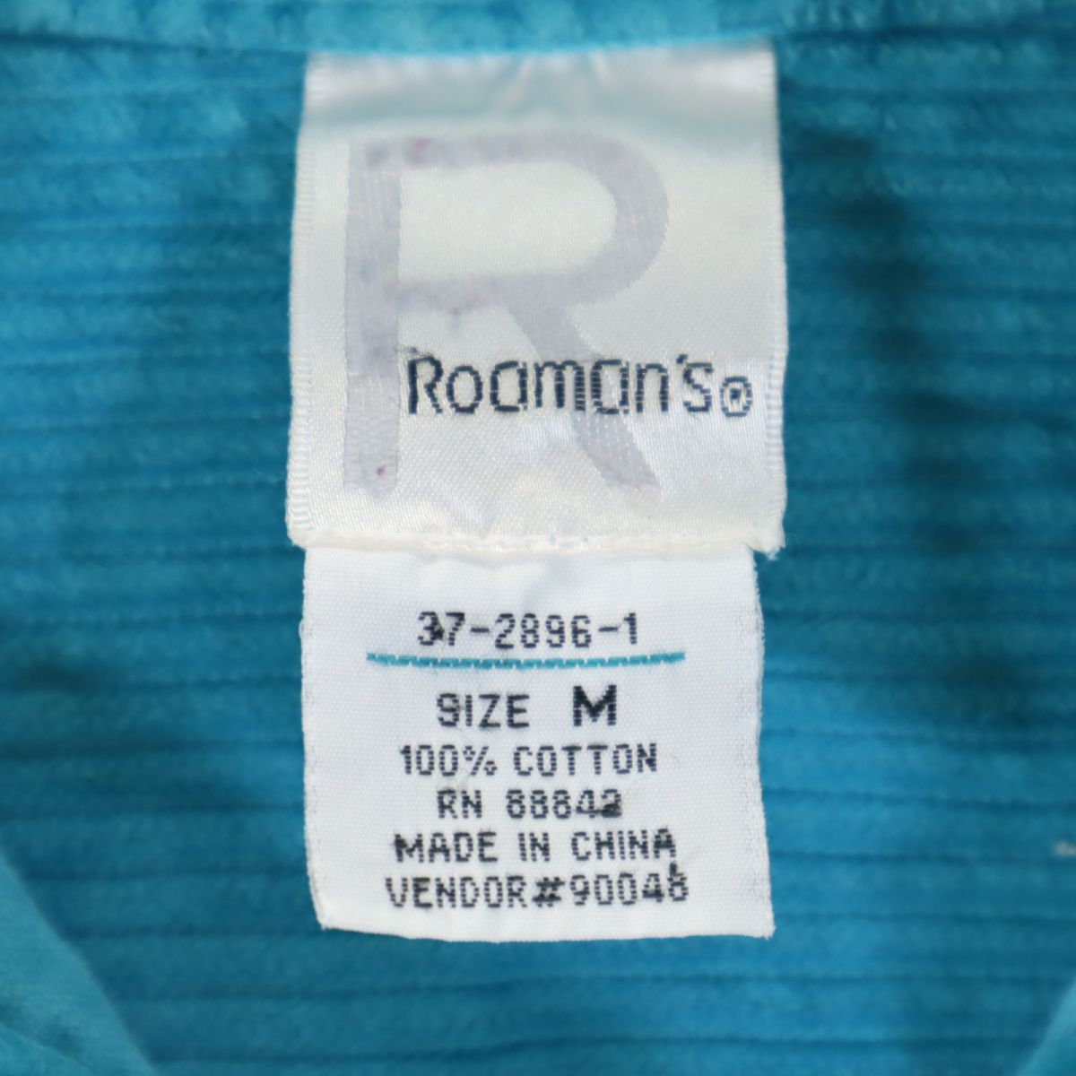 Roamans 90s 00s オールド 長袖 コーデュロイ シャツ M 水色系 レディース