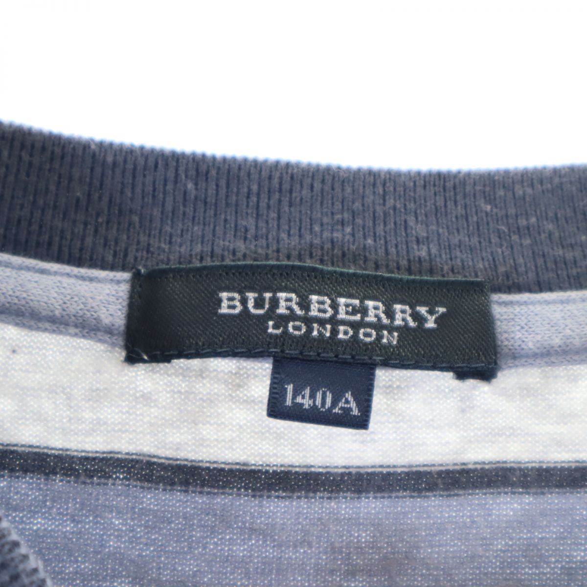 BURBERRY バーバリー 三陽商会 日本製 ボーダー柄 長袖 Tシャツ 140A グレー系 ロンT キッズ