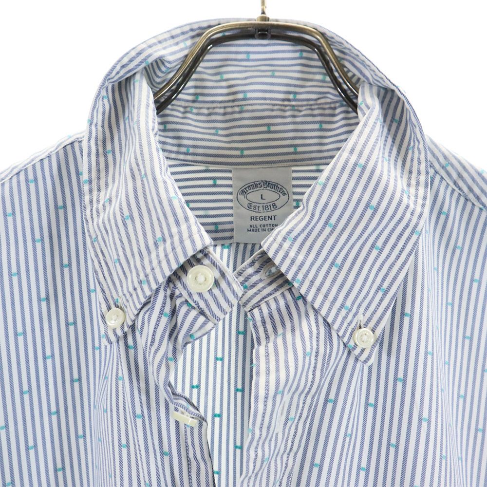 ブルックスブラザーズ ストライプ 長袖 ボタンダウンシャツ L ブルー系 Brooks Brothers メンズ