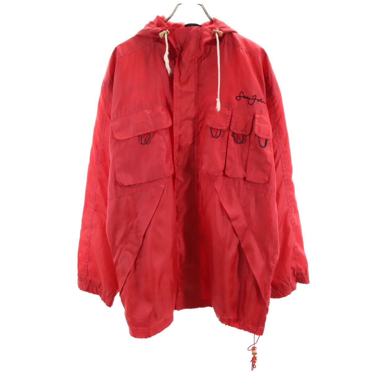 Sean John ショーンジョン バック刺繍 フードジャケット L レッド メンズ