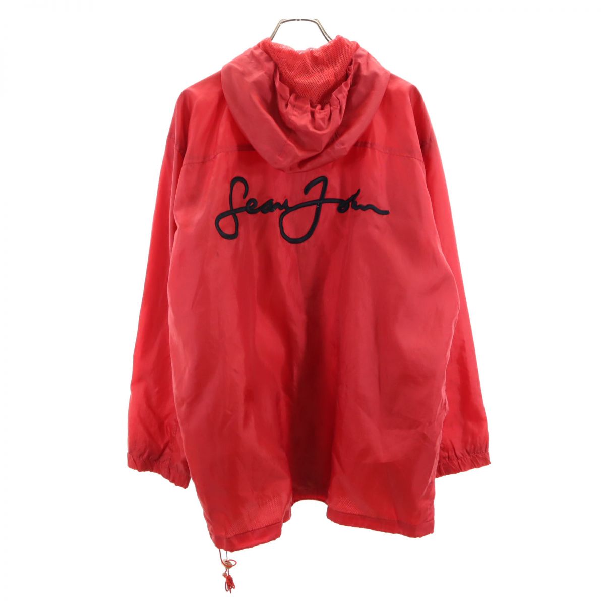 Sean John ショーンジョン バック刺繍 フードジャケット L レッド メンズ