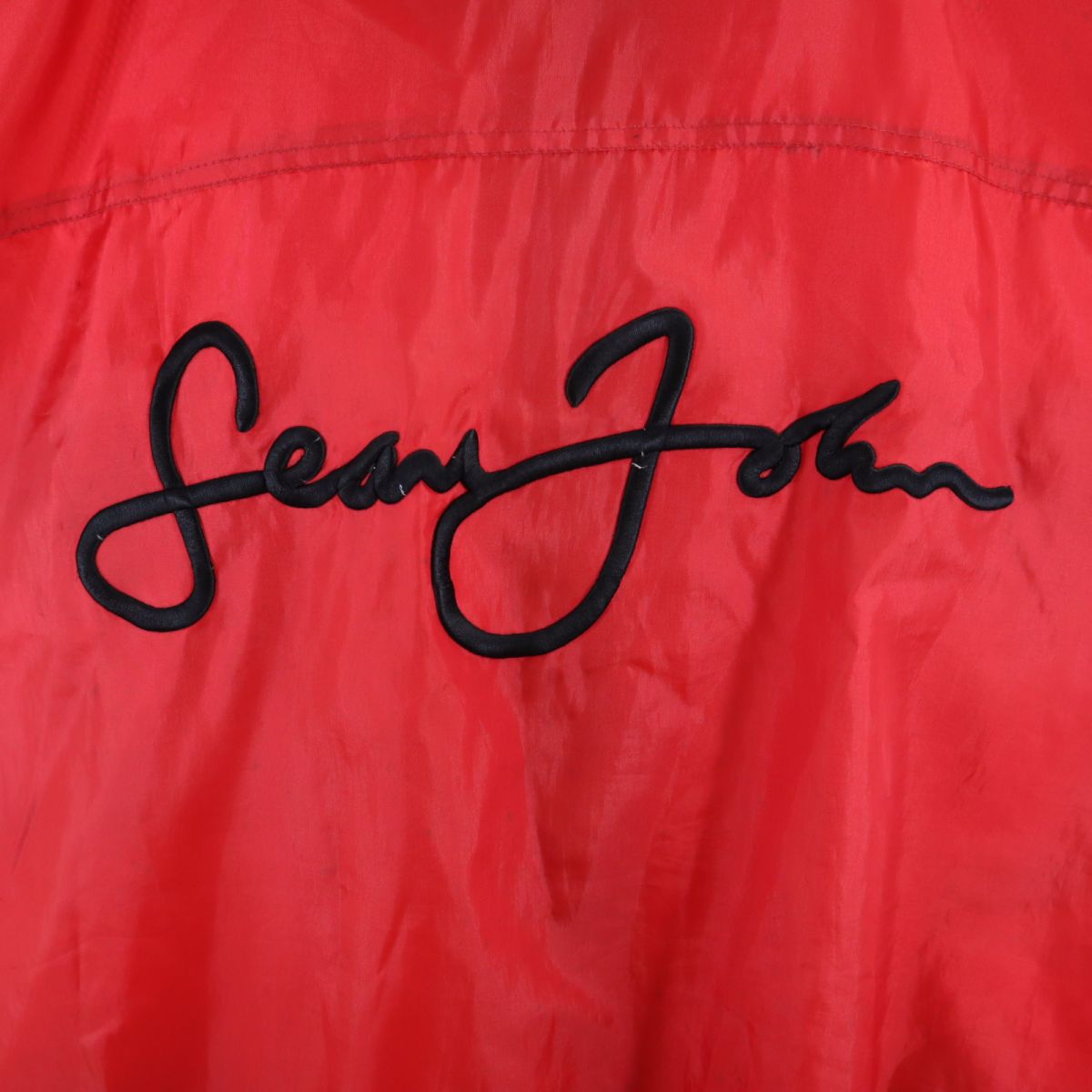 Sean John ショーンジョン バック刺繍 フードジャケット L レッド メンズ