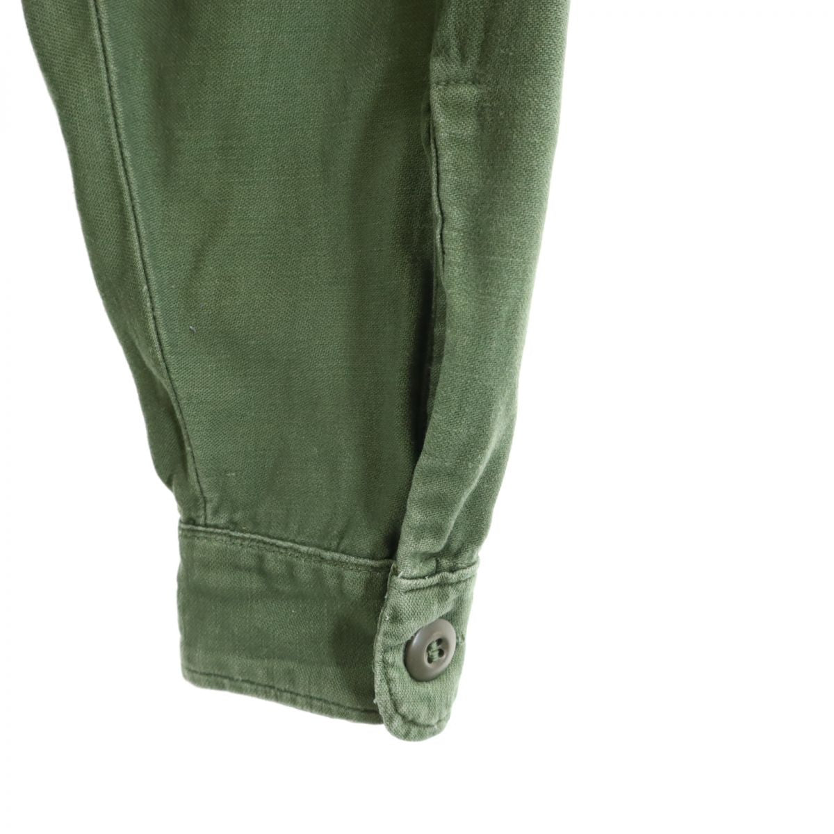 US ARMY アメリカ軍 70s DSA コットンサテン 長袖 ミリタリーシャツ 14 1/2 カーキ メンズ