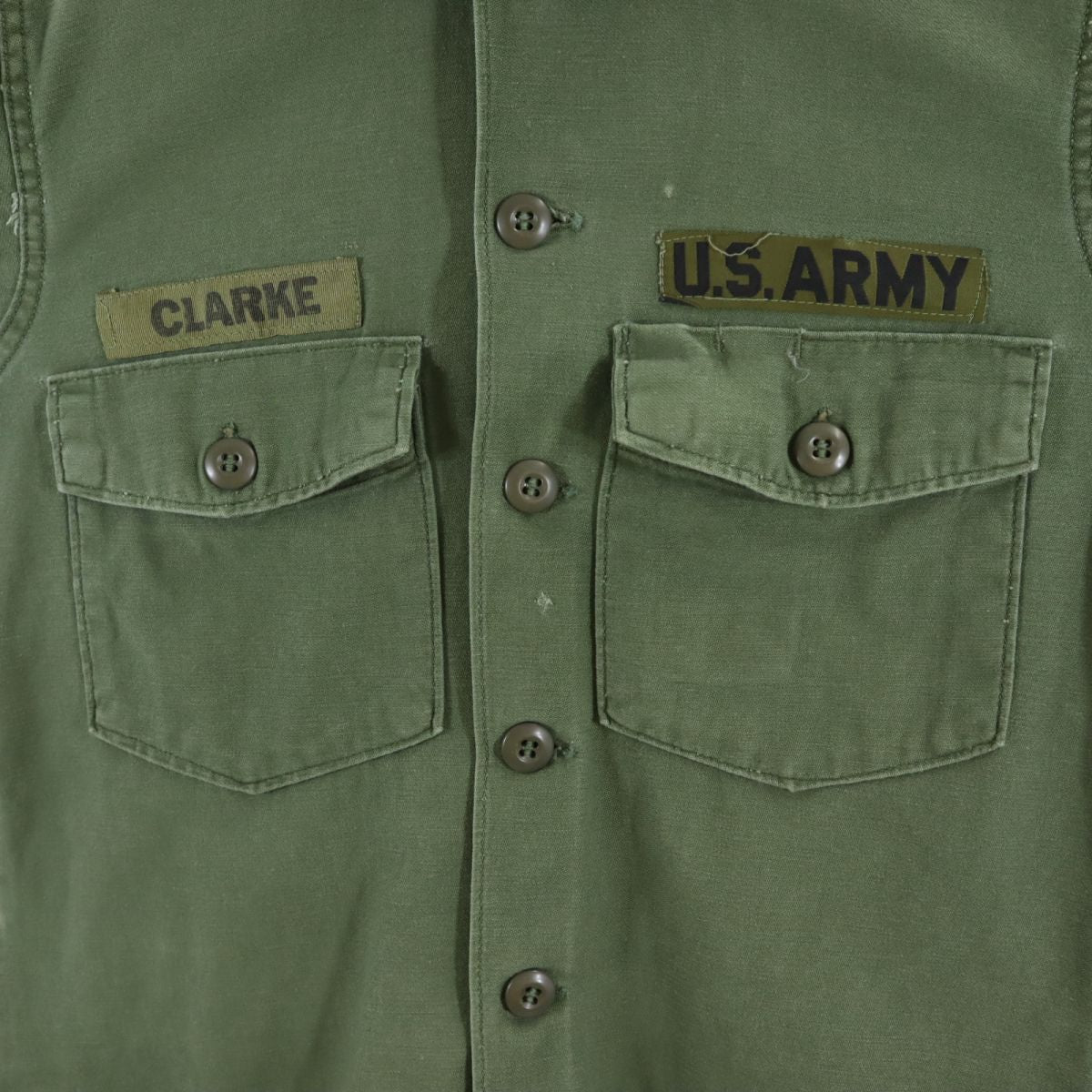 US ARMY アメリカ軍 70s DSA コットンサテン 長袖 ミリタリーシャツ 14 1/2 カーキ メンズ