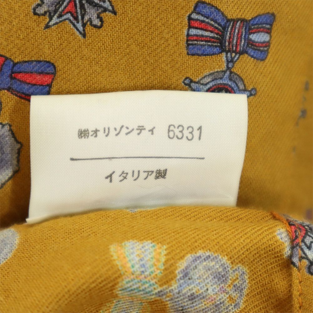 アイスバーグ イタリア製 総柄 長袖 ボタンダウンシャツ M イエロー系 ICEBERG メンズ