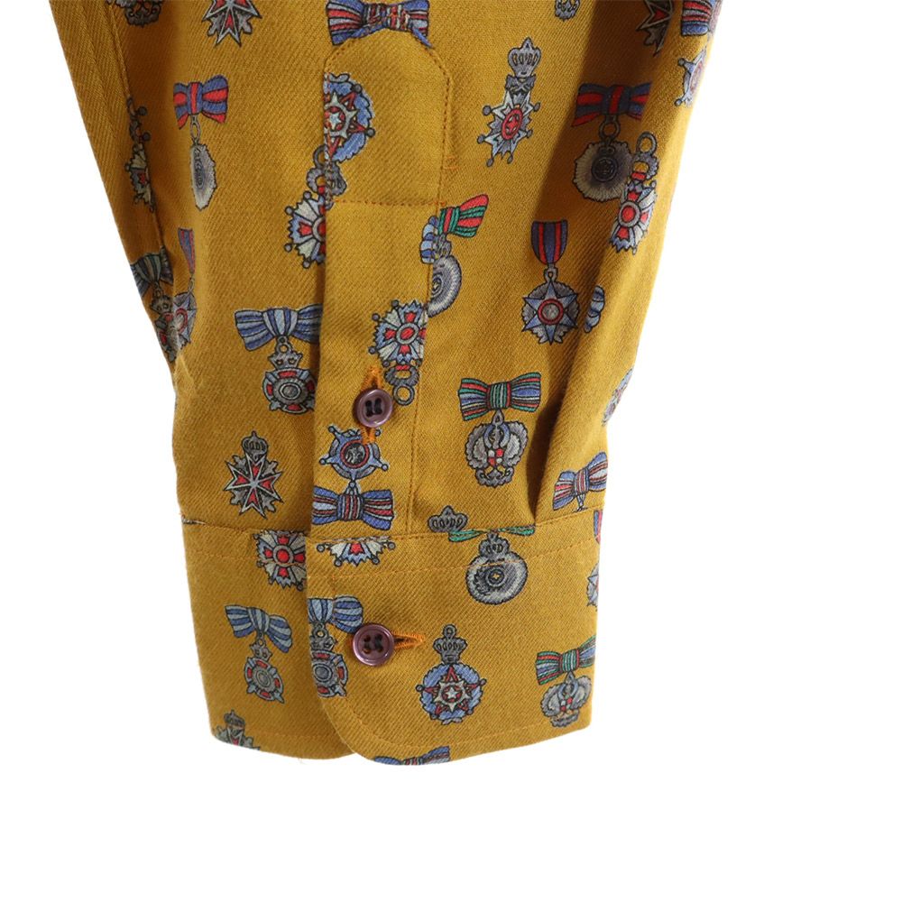 アイスバーグ イタリア製 総柄 長袖 ボタンダウンシャツ M イエロー系 ICEBERG メンズ