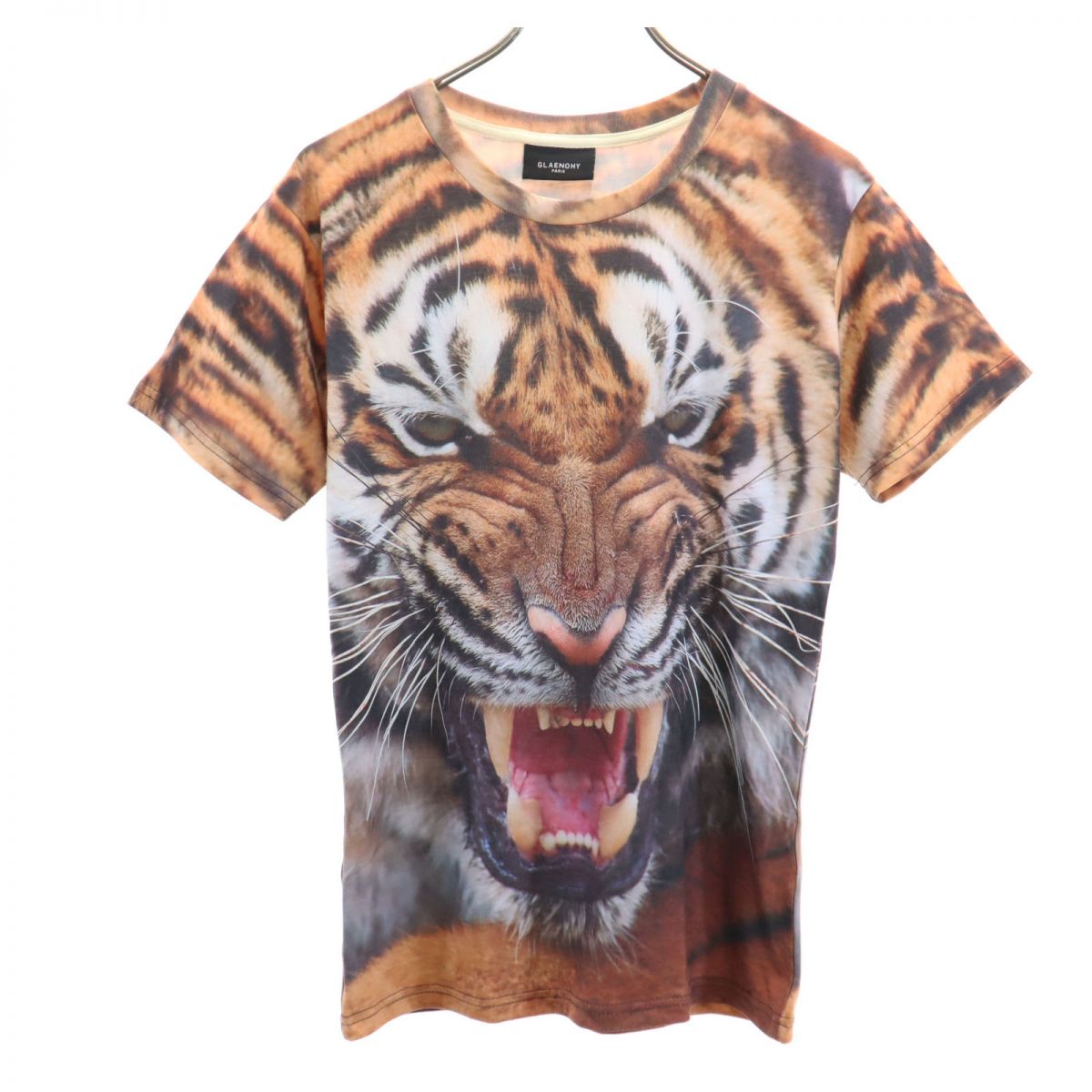 GLAENOHY 虎プリント 半袖 Tシャツ M ブラウン系 ストレッチ メンズ