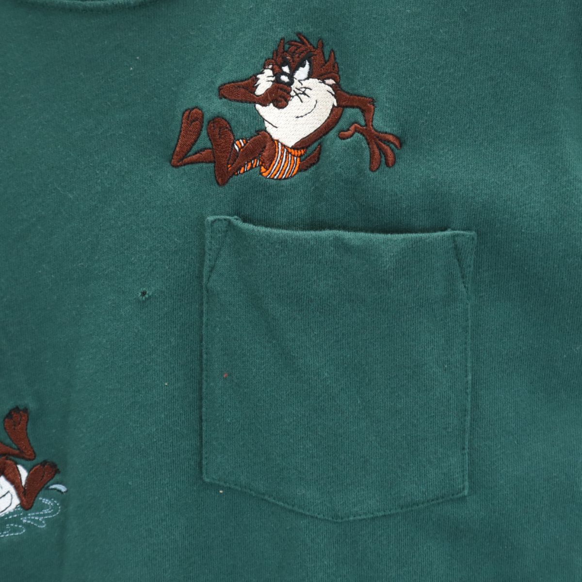 ACME KIDS ワーナーブラザーズ ルーニーチューンズ刺繍 半袖 Tシャツ M グリーン 胸ポケット キッズ