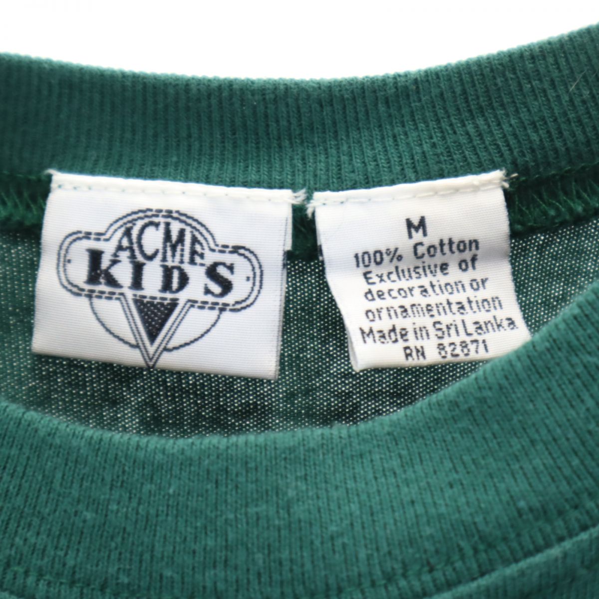 ACME KIDS ワーナーブラザーズ ルーニーチューンズ刺繍 半袖 Tシャツ M グリーン 胸ポケット キッズ