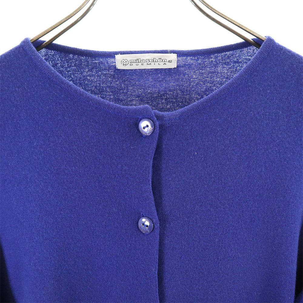 mila schon ミラショーン 日本製 ウール 長袖 カーディガン 42 ブルー レディース