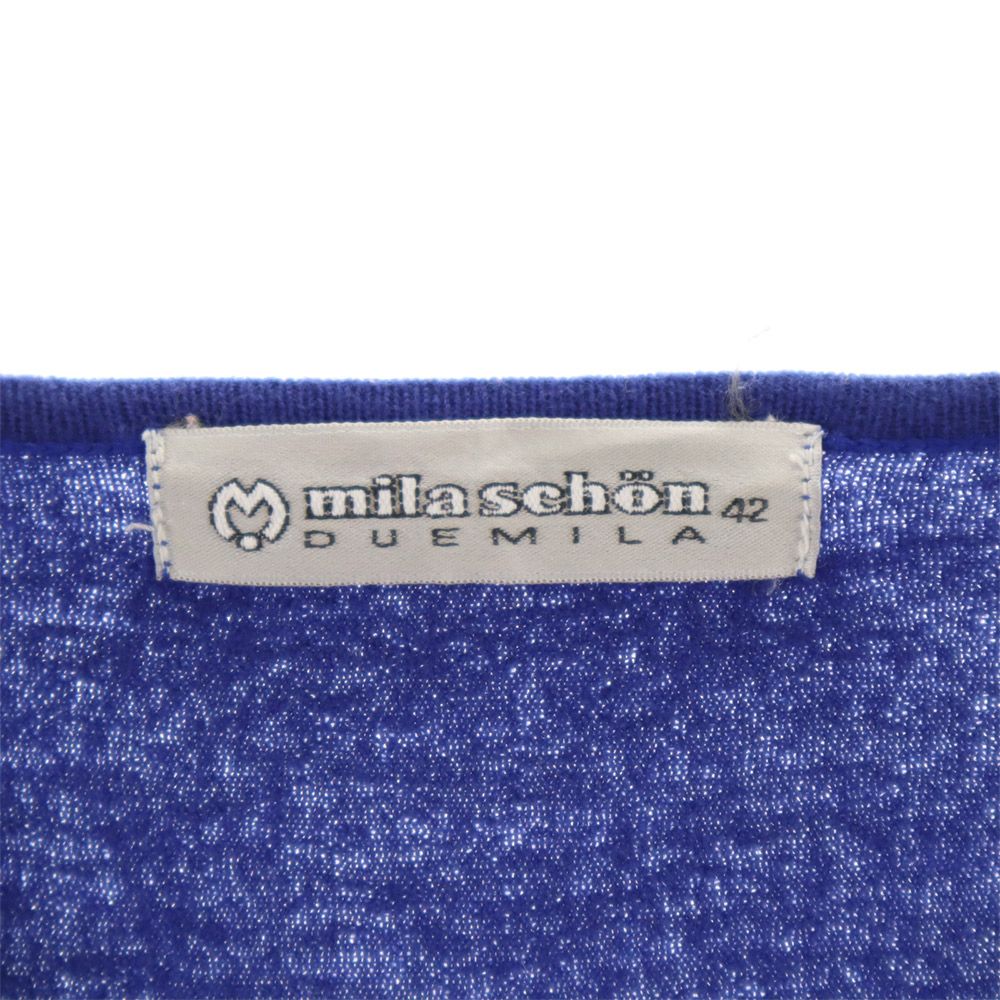mila schon ミラショーン 日本製 ウール 長袖 カーディガン 42 ブルー レディース