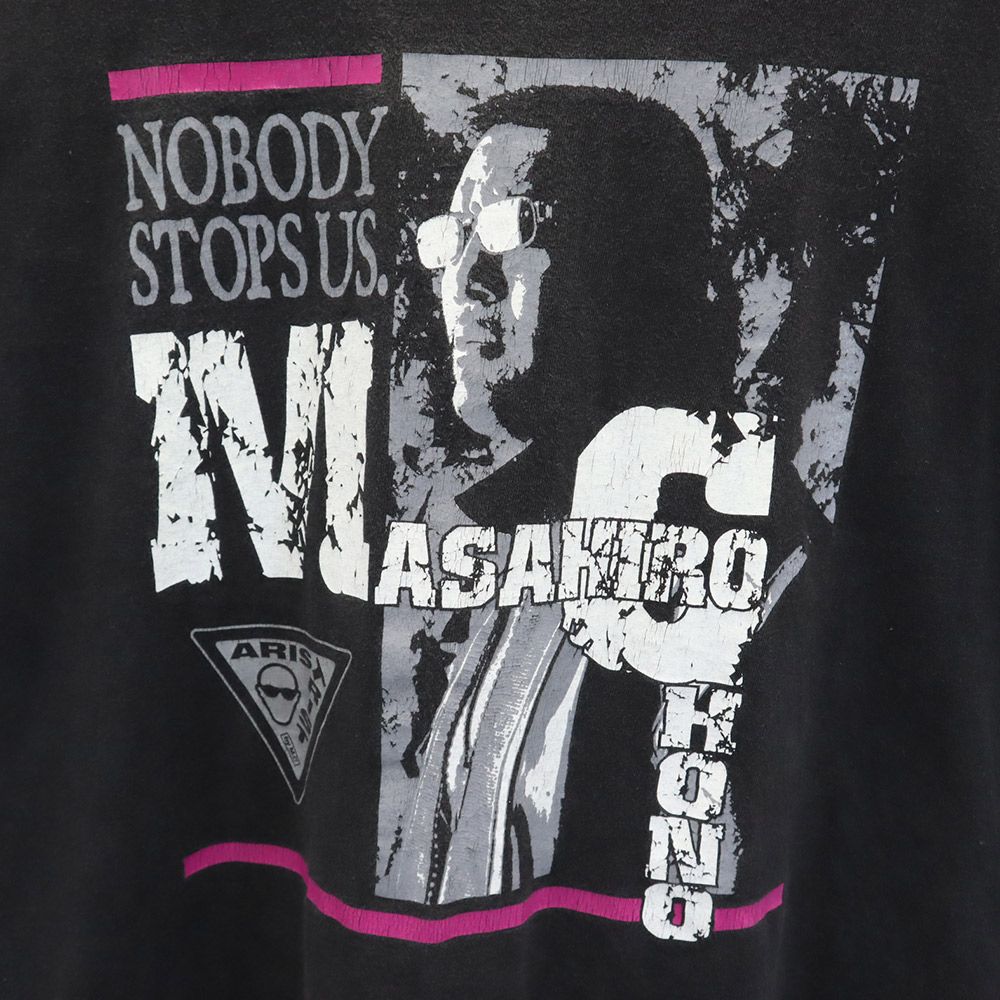 ONEITA オニータ 90s オールド 蝶野正洋 プリント 半袖 Tシャツ L ブラック メンズ