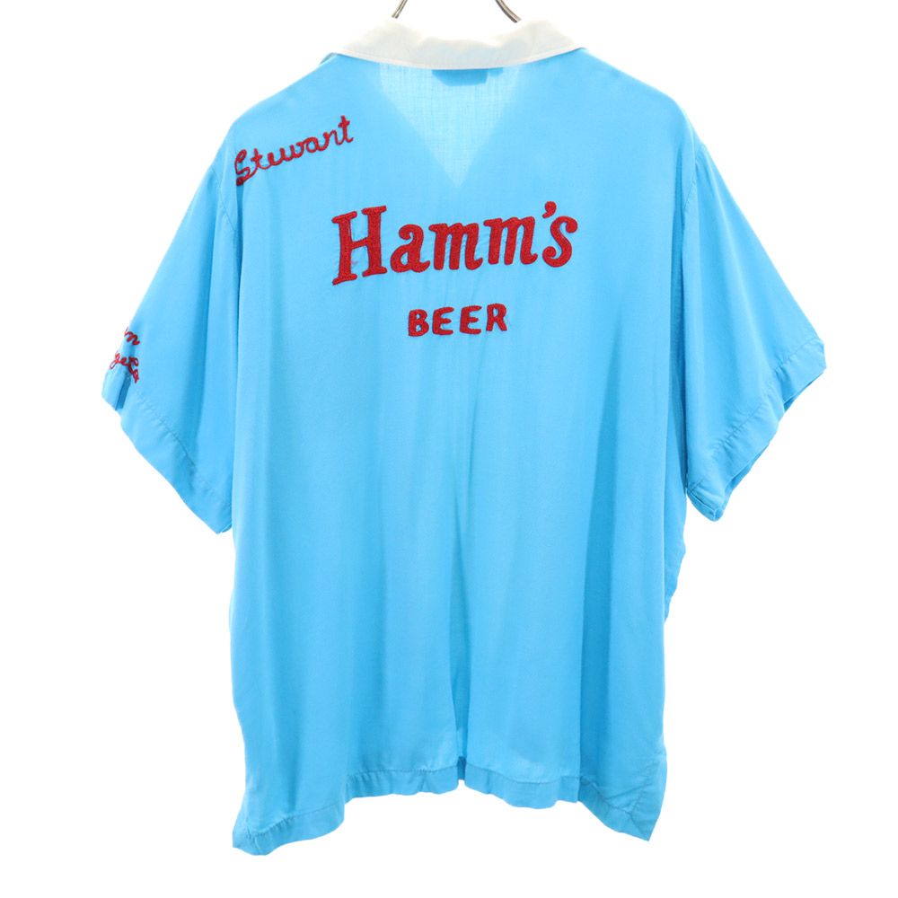 キングルイ 70s USA製 ヴィンテージ ボーリングシャツ 半袖 オープンカラー シャツ L ブルー系 KING LOUIE メンズ