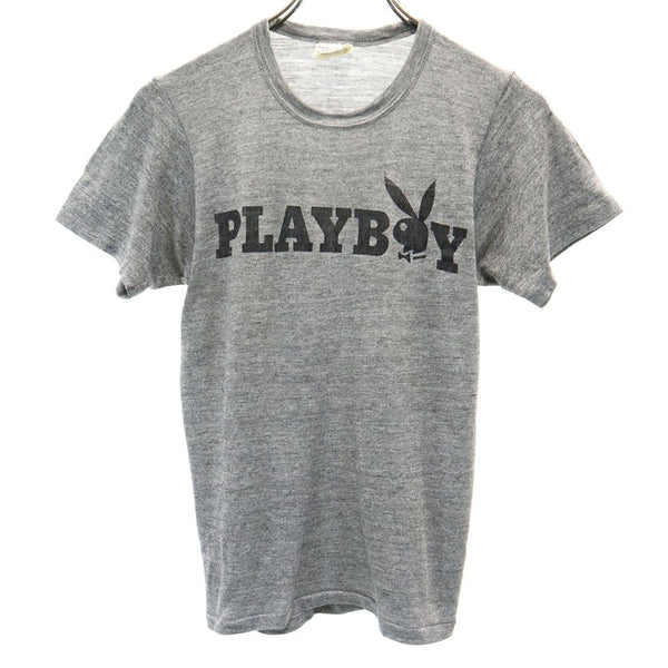 プレイボーイ 80s ヴィンテージ プリント 半袖 Tシャツ S グレー系 PLAYBOY メンズ