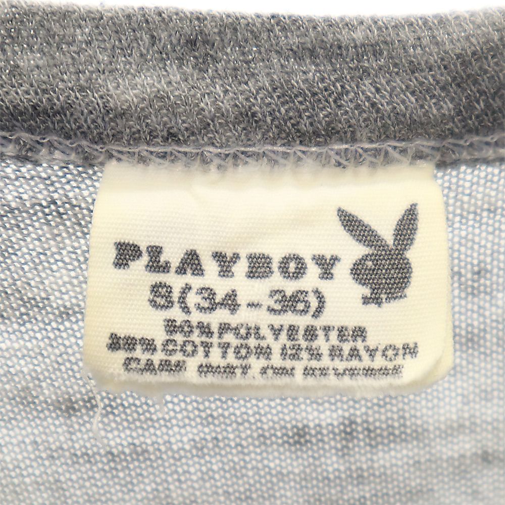 PLAYBOY プレイボーイ 80s ヴィンテージ プリント 半袖 Tシャツ S グレー系 メンズ