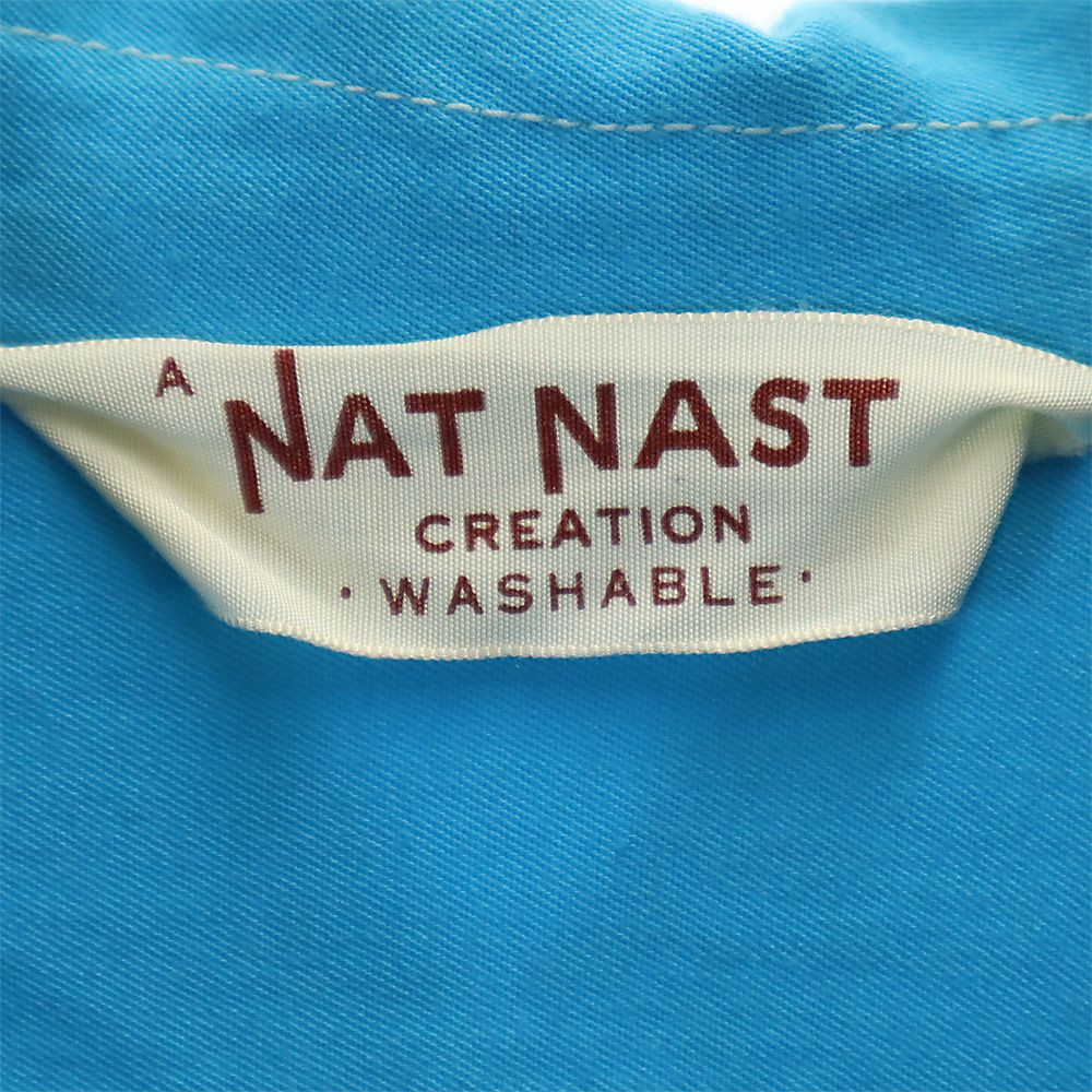 ナットナスト 60s 70s ヴィンテージ ボーリングシャツ バックプリント 半袖 オープンカラーシャツ ブルー NAT NAST 刺繍 メンズ