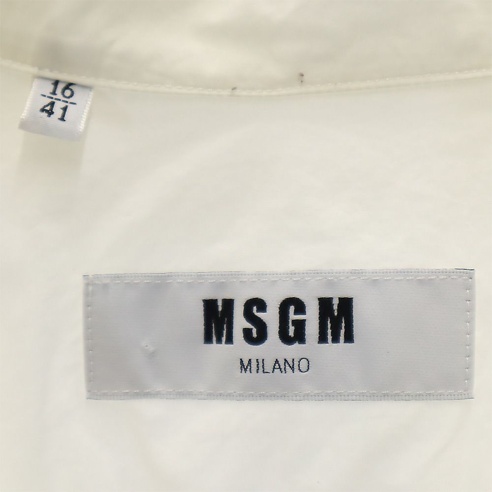 MSGM エムエスジーエム 半袖 裾切替 オープンカラーシャツ 16/41 ホワイト系 メンズ