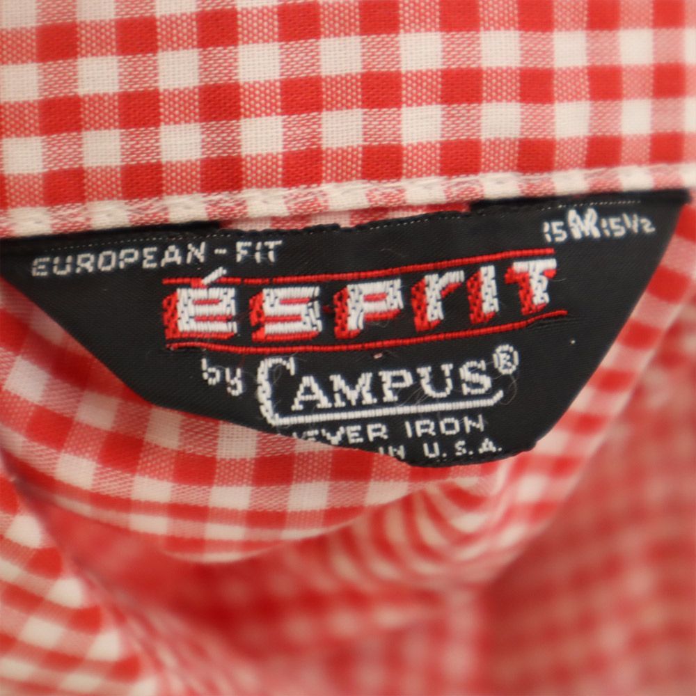 esprit by CAMPUS 70s USA製 ヴィンテージ ギンガムチェック柄 半袖 シャツ M 赤 メンズ