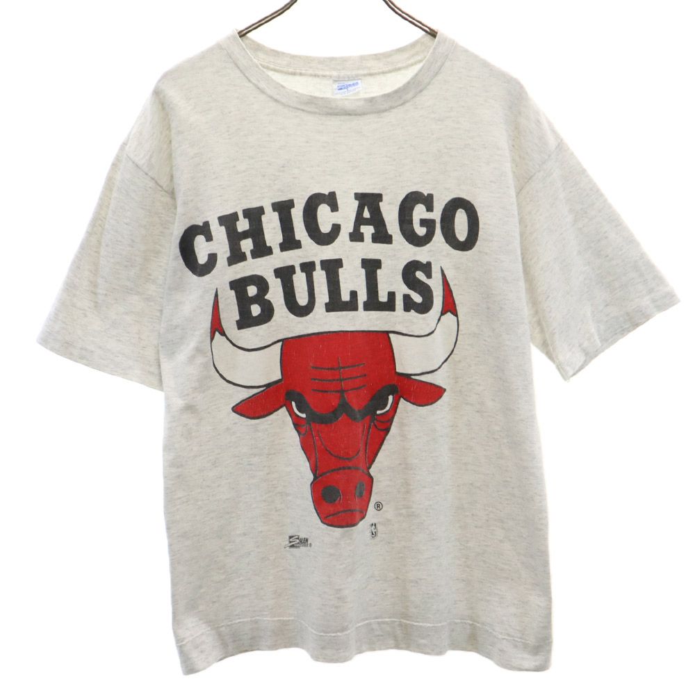 SALEM セーラム 90s USA製 オールド シカゴブルス プリント 半袖 Tシャツ L グレー メンズ