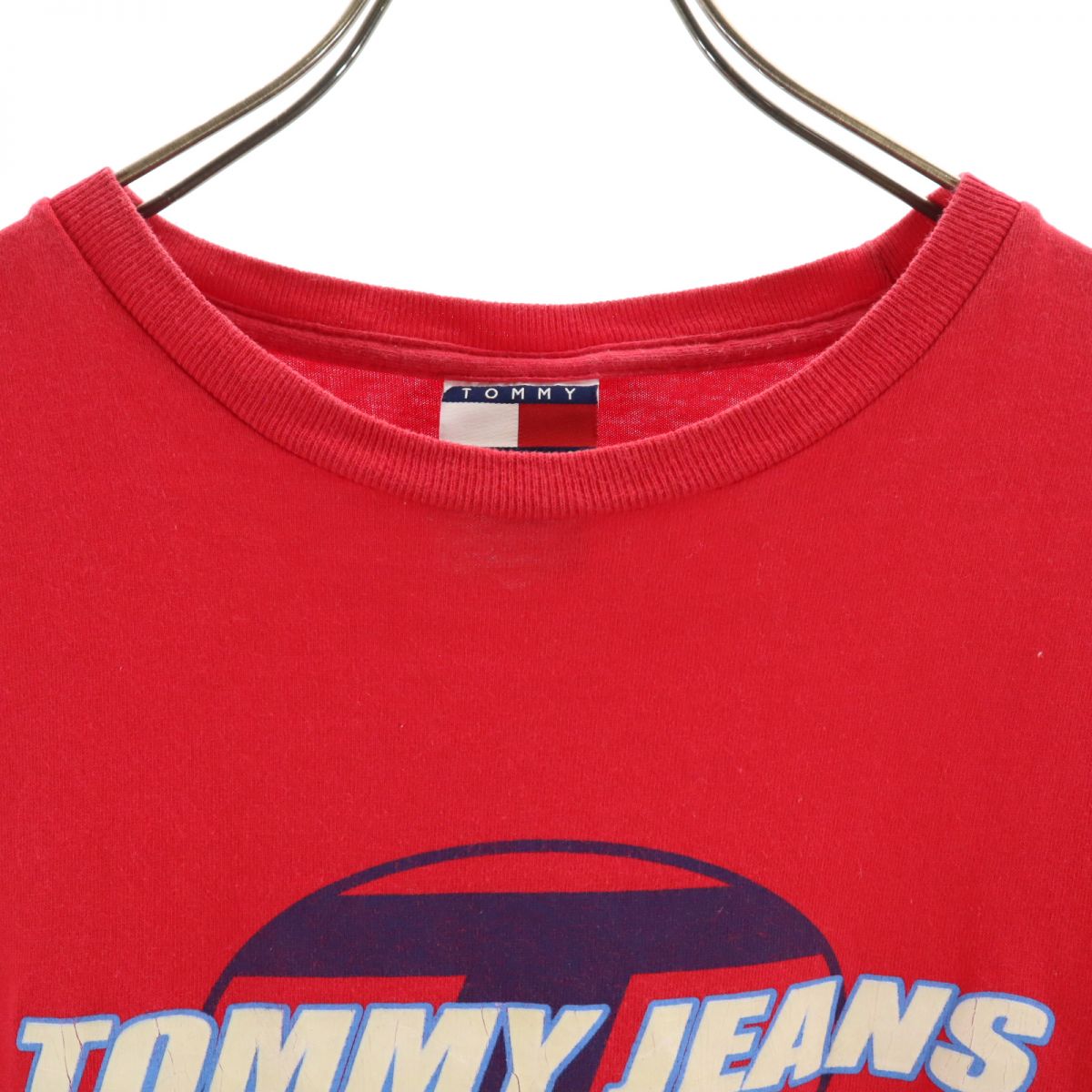 TOMMY JEANS トミージーンズ USA製 半袖 Tシャツ L 赤 メンズ