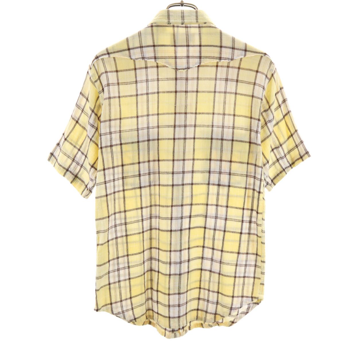 CAMCO カムコ 80s ヴィンテージ チェック柄 半袖 ウエスタンシャツ M イエロー系 メンズ