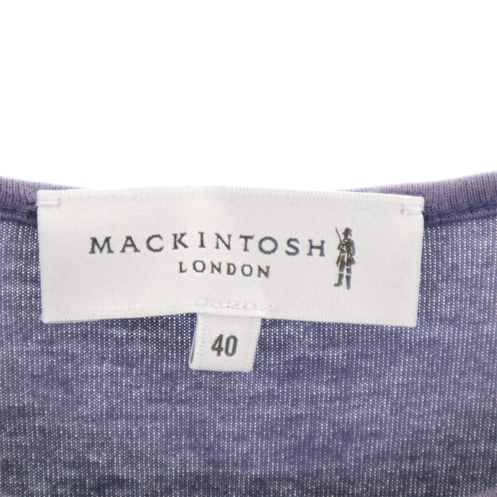 Mackintosh マッキントッシュ 三陽商会 日本製 総柄 半袖 Tシャツ 40 ネイビー系 レディース