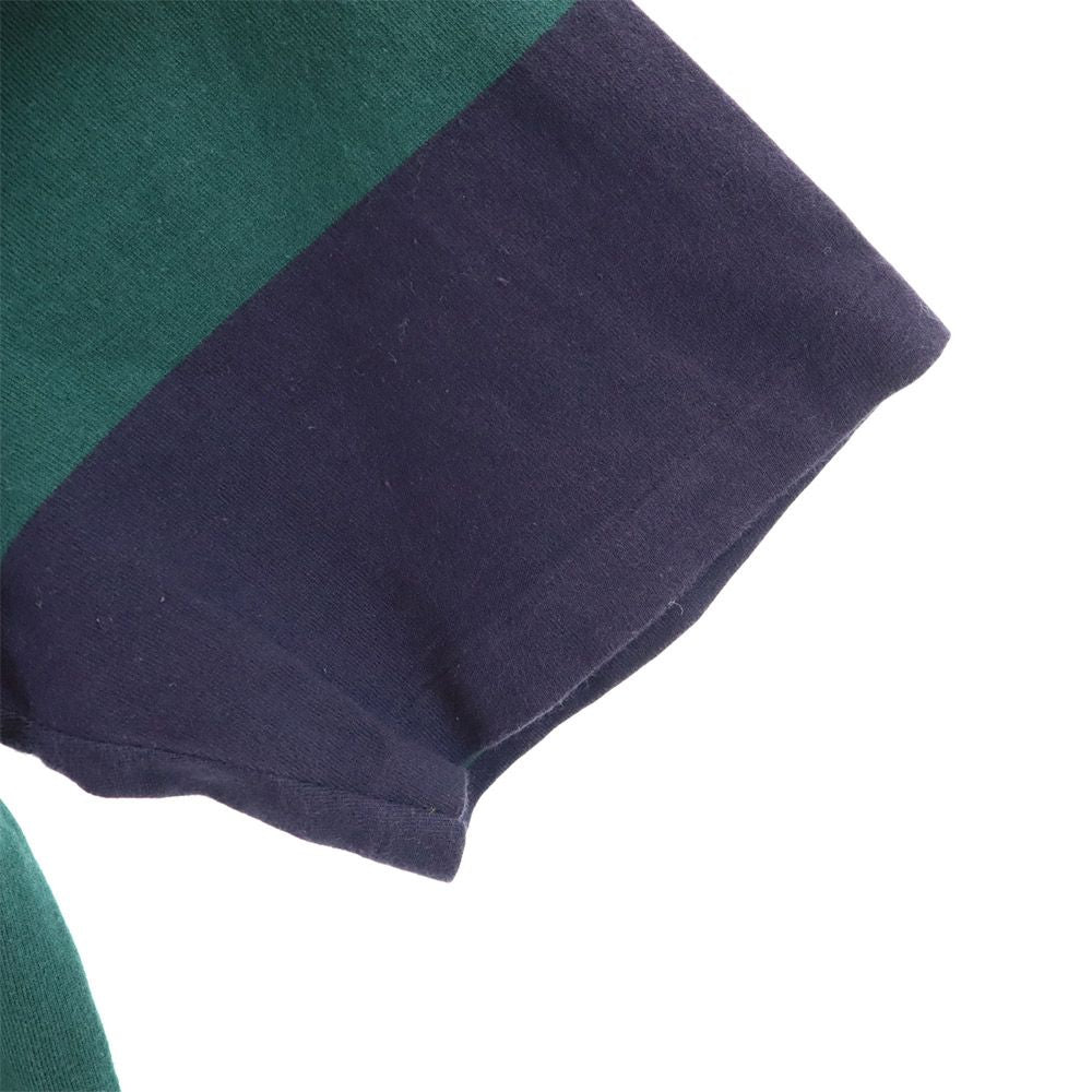 Burberrys バーバリーズ 90s USA製 オールド ボーダー柄 半袖 ポロシャツ L ネイビー×グリーン メンズ