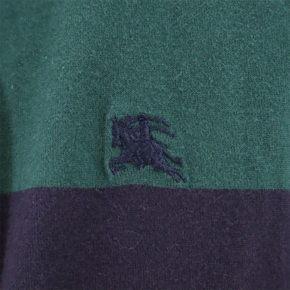 Burberrys バーバリーズ 90s USA製 オールド ボーダー柄 半袖 ポロシャツ L ネイビー×グリーン メンズ