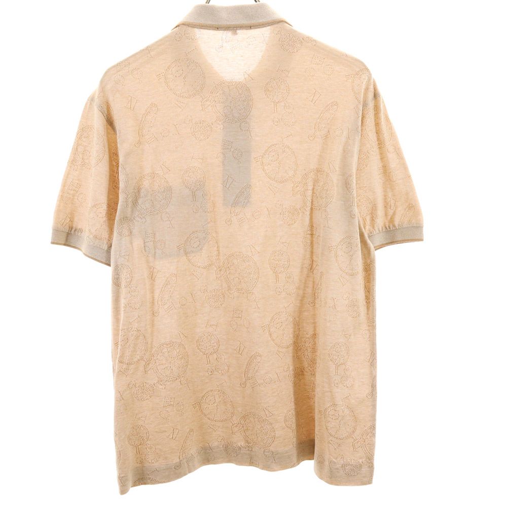 ダックス 日本製 総柄 半袖 ポロシャツ M ベージュ DAKS メンズ