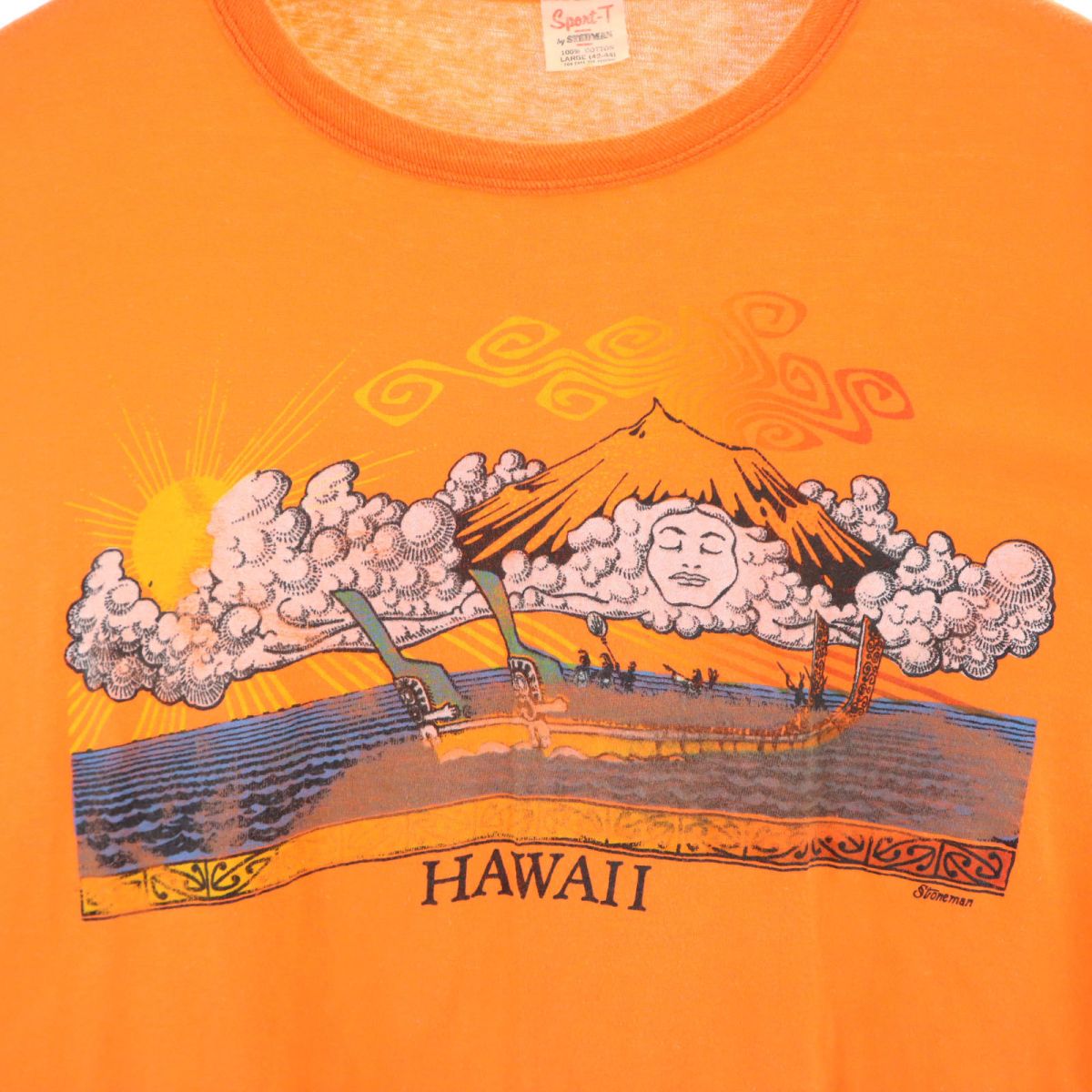 ステッドマン 80s ヴィンテージ プリント 半袖 Tシャツ L オレンジ STEDMAN メンズ