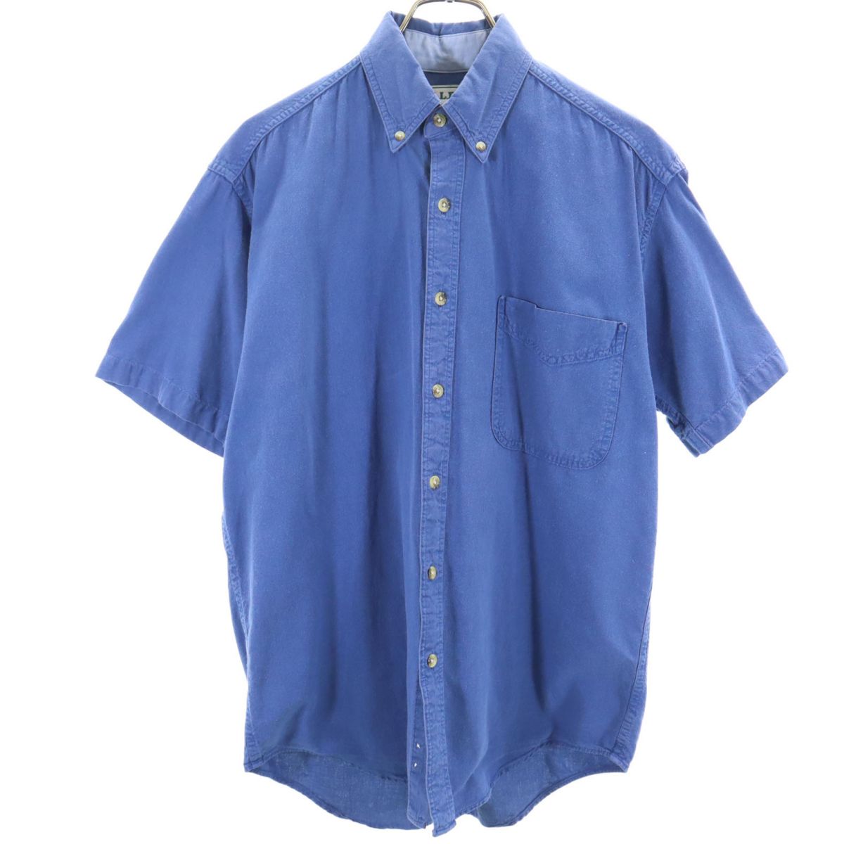 エルエルビーン 80s アウトドア ヴィンテージ カナダ製 半袖 ボタンダウンシャツ S ブルー L.L.Bean メンズ