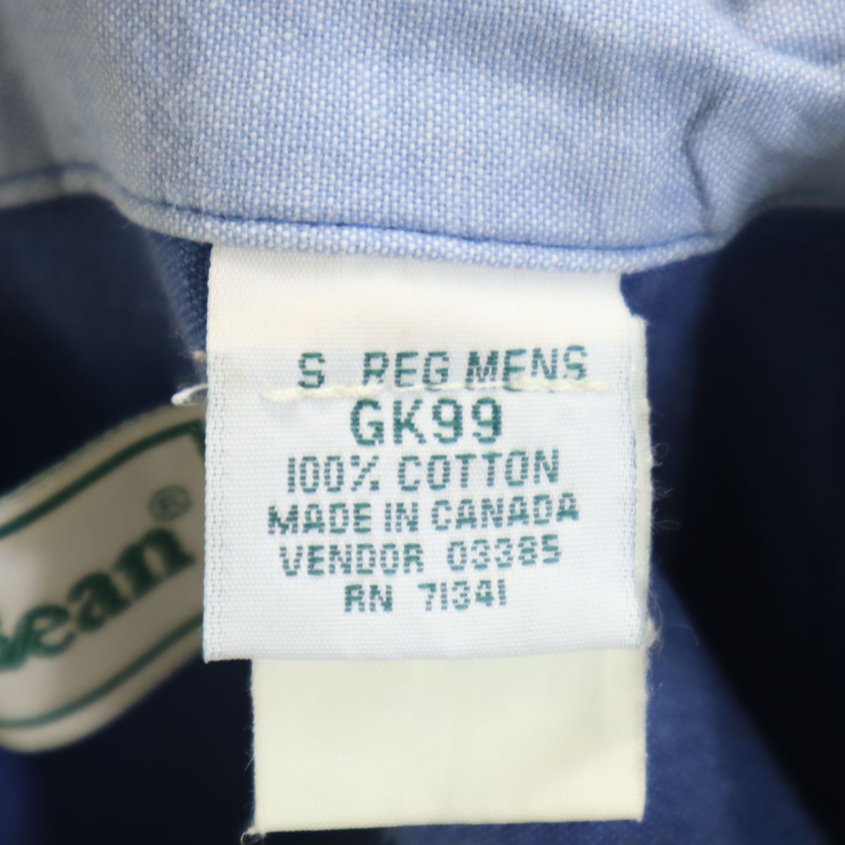 エルエルビーン 80s アウトドア ヴィンテージ カナダ製 半袖 ボタンダウンシャツ S ブルー L.L.Bean メンズ