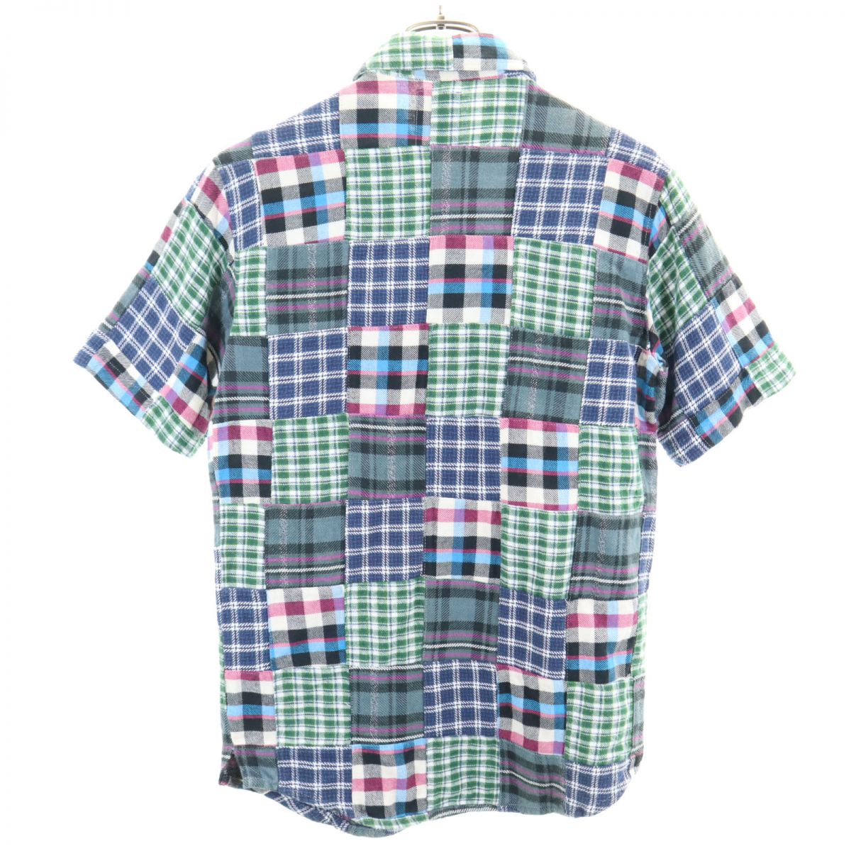 NEIGHBORHOOD ネイバーフッド 半袖 パッチワーク チェックシャツ S ブルー系 レディース