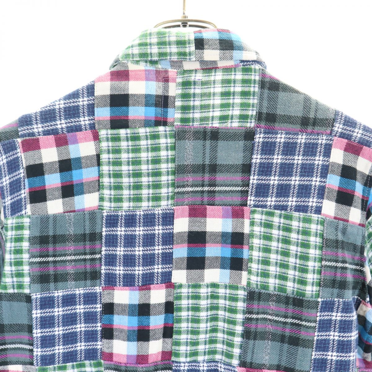 NEIGHBORHOOD ネイバーフッド 半袖 パッチワーク チェックシャツ S ブルー系 レディース