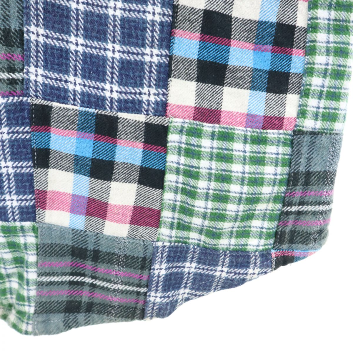 NEIGHBORHOOD ネイバーフッド 半袖 パッチワーク チェックシャツ S ブルー系 レディース