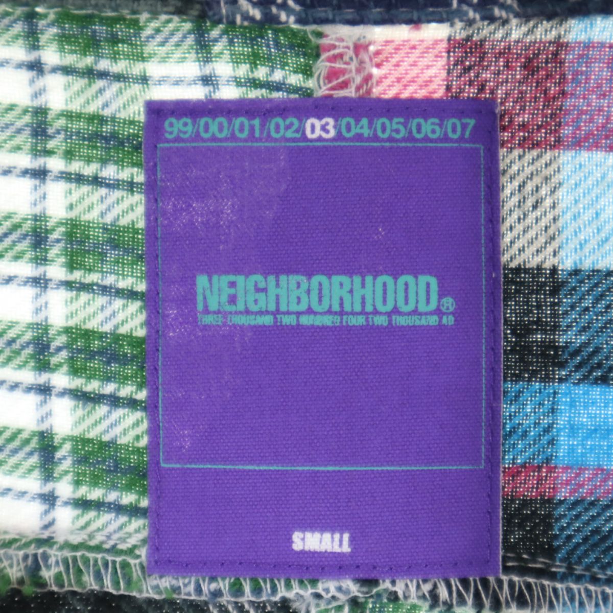 NEIGHBORHOOD ネイバーフッド 半袖 パッチワーク チェックシャツ S ブルー系 レディース