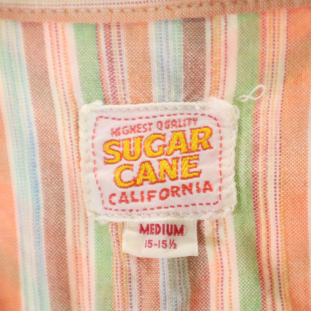 SUGAR CANE シュガーケーン 東洋エンタープライズ ストライプ柄 半袖 ウエスタンシャツ M オレンジ系 メンズ