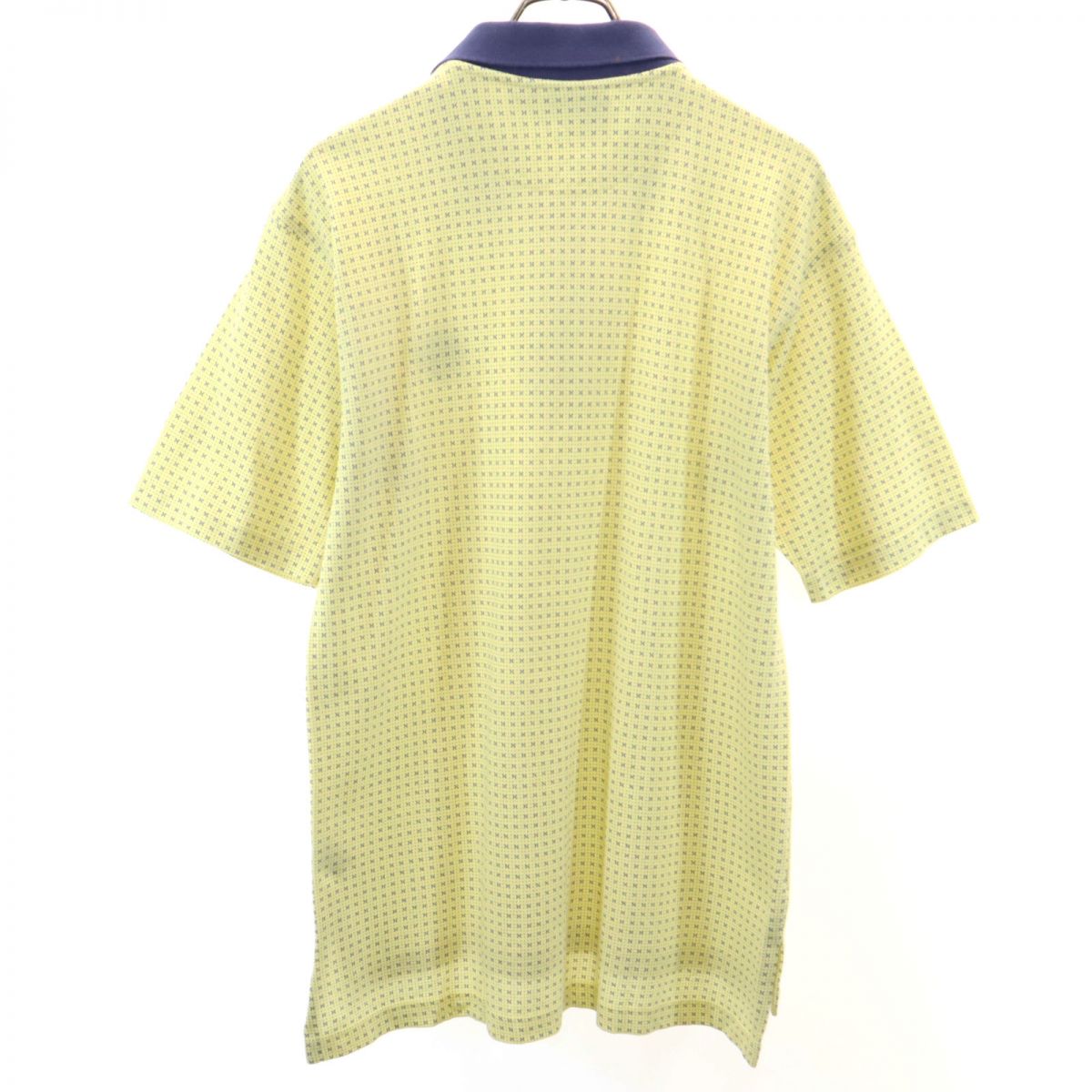 GLENGATE USA製 総柄 半袖 ハーフボタン ポロシャツ S イエロー メンズ
