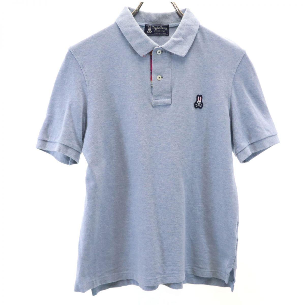 Psycho Bunny サイコバニー 日本製 ゴルフ 半袖 ポロシャツ L ブルー系 鹿の子 メンズ