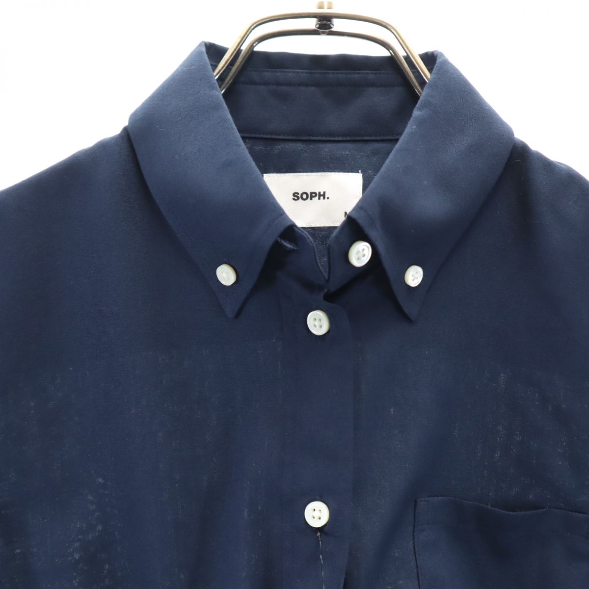 未使用 ソフネット 半袖 ボタンダウンシャツ M ネイビー系 SOPHNET. タグ付き レディース
