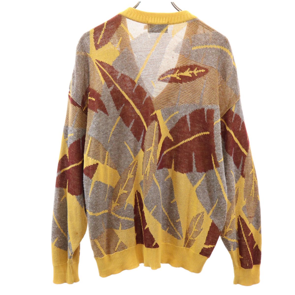santa fe サンタフェ 総柄 長袖 Vネック セーター Feb-38 ブラウン系 ニット メンズ