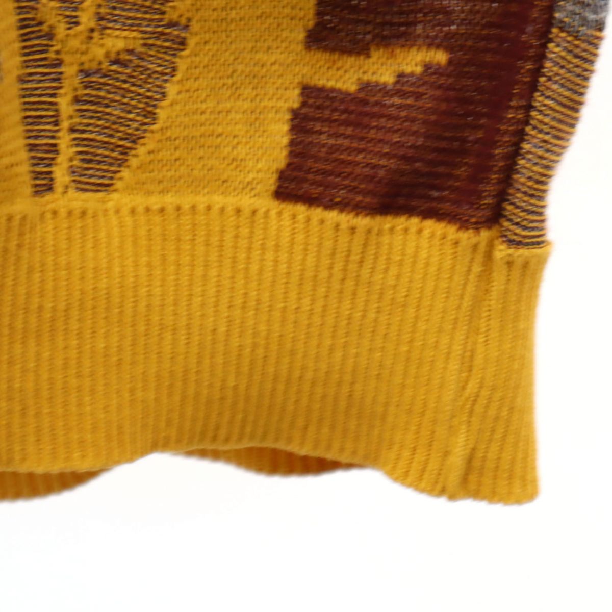 santa fe サンタフェ 総柄 長袖 Vネック セーター Feb-38 ブラウン系 ニット メンズ